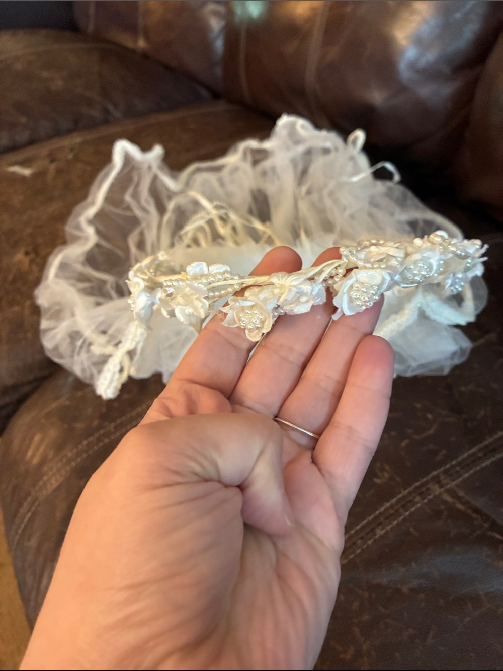 Communion Floral Headband in Ivory